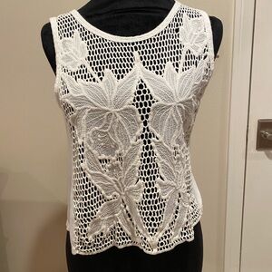White Crochet Sleeveless Top
